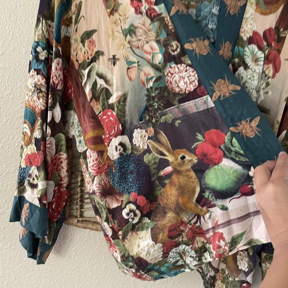 Market of Stars Stay Gold Kimono Cardigan One Size Bees Scrolls Rabbits Boho B6 - Picture 11 of 13